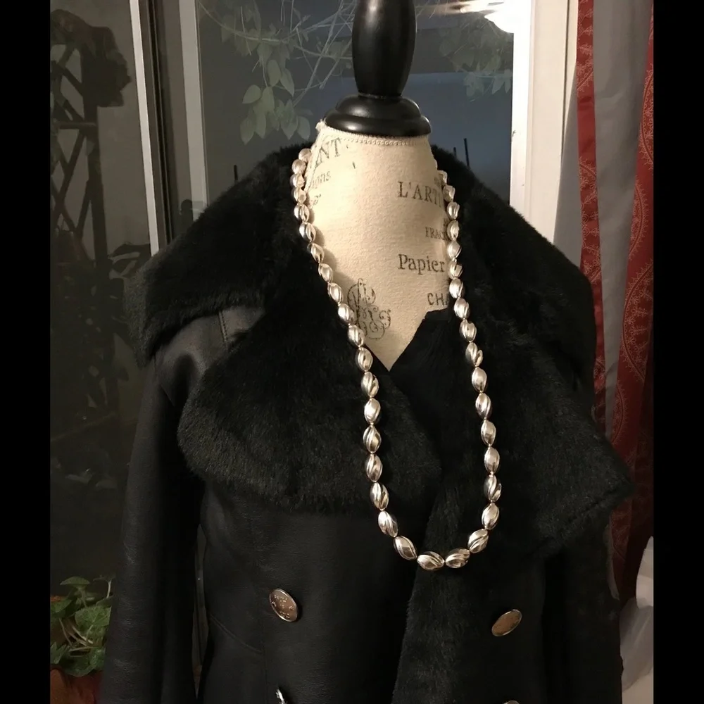 Silver Beaded Necklace w/ Magnetic Closure 37”